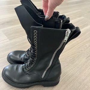 Rick Owens Womens Vicious Double Zip Lace Up Boots 36.5